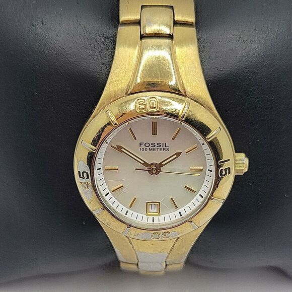 Fossil AM3859 Women's Gold Stainless Steel Analog Dial Quartz Wrist Watch BC441 - Picture 1 of 10